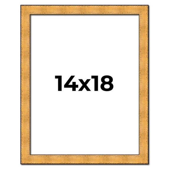14x18 Frame Gold Rustic Solid Wood Picture Frame | 1.25 Inch Wide Moulding | Rustique Gold