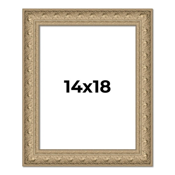14x18 Frame Ornate Silver Beaded Solid Wood Picture Frame Width 2.5 Inches | Interior Depth 1