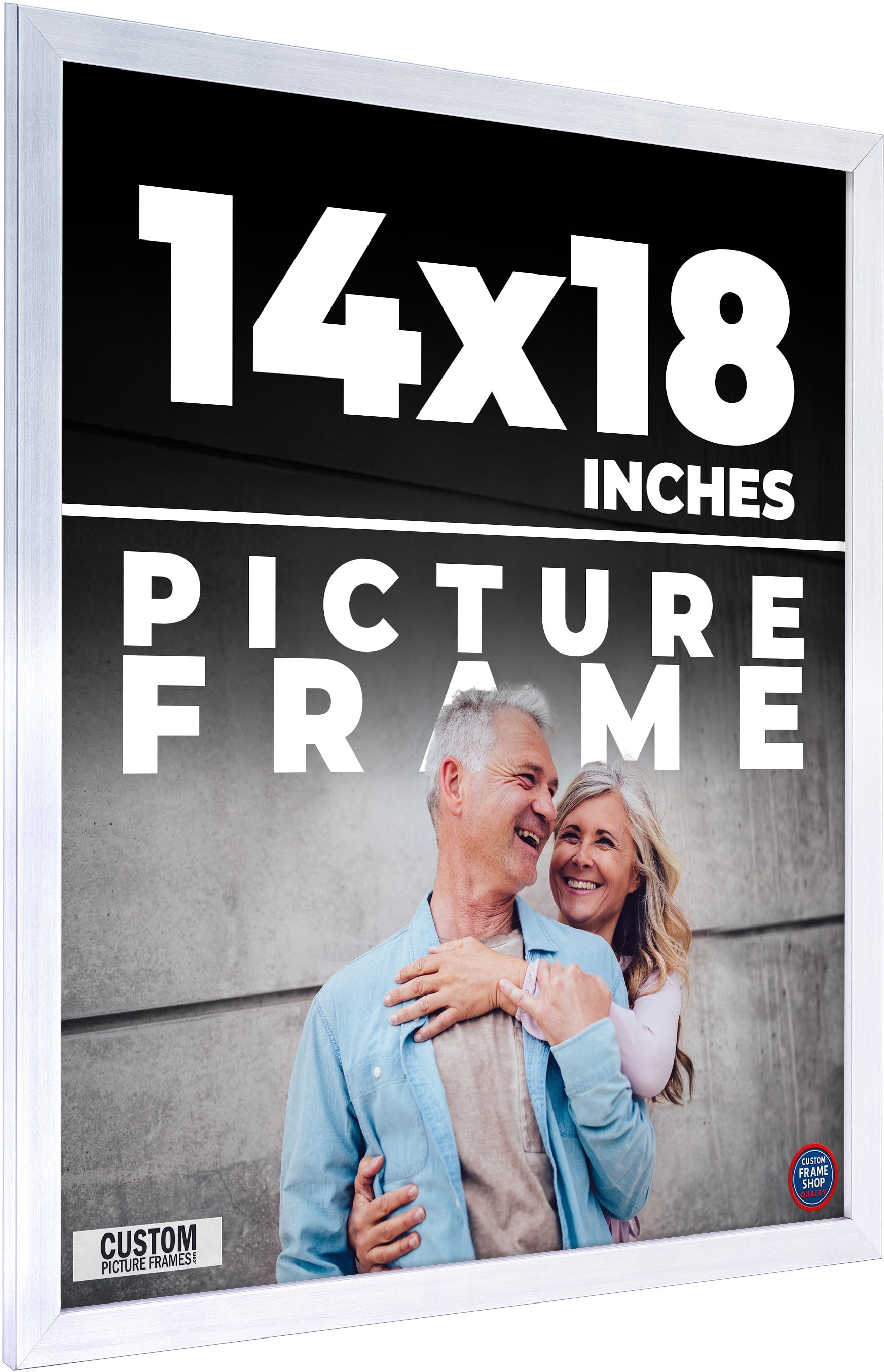 14x18 Frame Silver Stainless Steel Solid Wood Picture Frame | 0.75 Inch ...