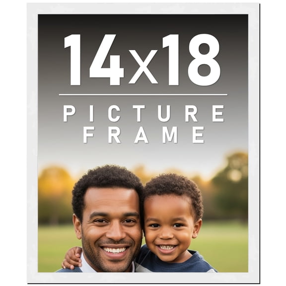 14x18 Frame White Solid Wood Picture Frame Includes UV Acrylic Shatter Guard Front, Acid Free Foam