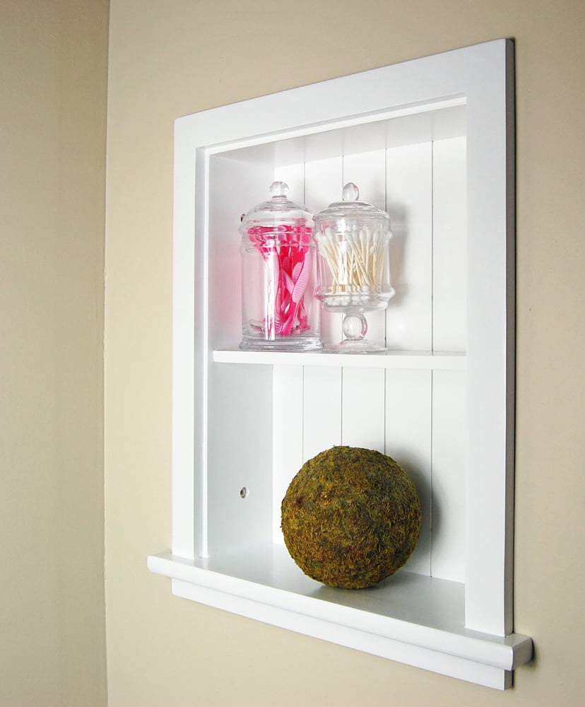 14x18 White Beadboard Adjustable Wood Wall Niche