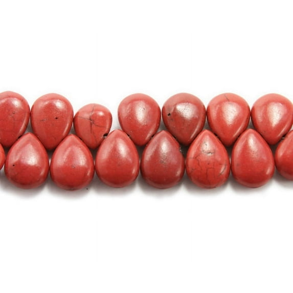 14x18mm 8 Inches Red Howlite Puffed Teardrop Beads For Jewelry Making