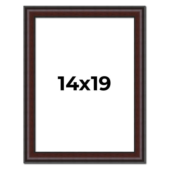 14x19 Frame Brown Round Mahogany Solid Wood Picture Frame | 1.625 Inch Moulding Width | with UV