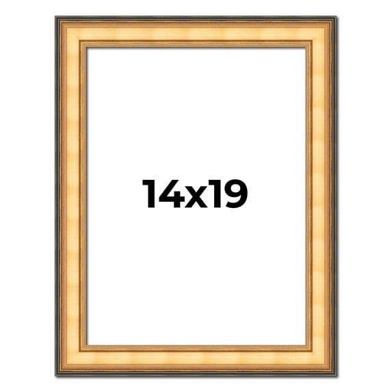 14x19 Frame Gold Plein Aire Solid Wood Picture Frame Width 2 Inches | Interior Frame Depth 0.5