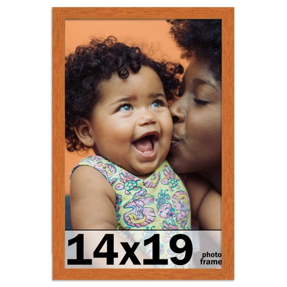 14x19 Frame Honey Pecan Brown Picture Frame - Modern Photo Frame Includes UV Acrylic Shatter Guard