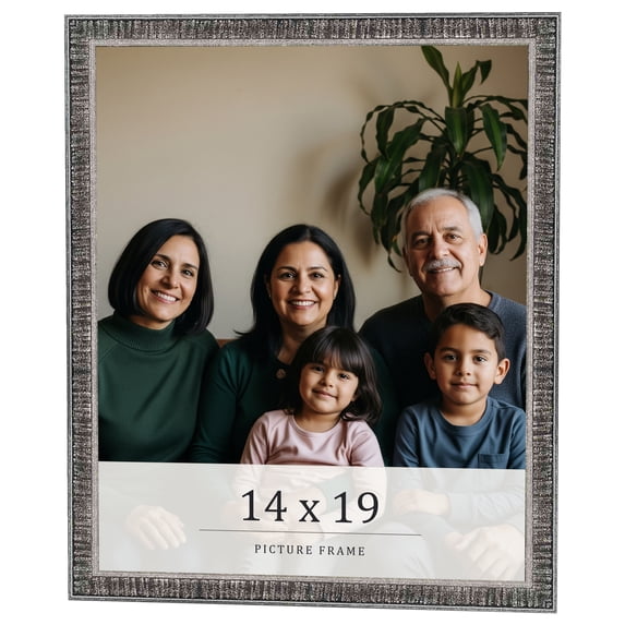 14x19 Frame Silver Grey Distressed Solid Wood Picture Frame | 0.75 Inch Moulding Width | Interior