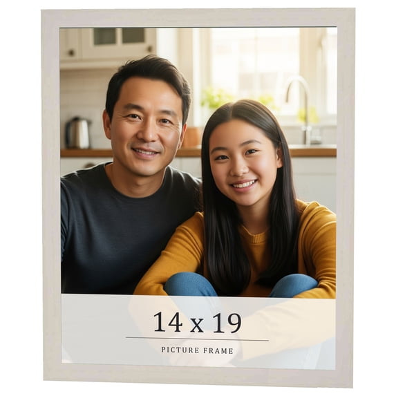 14x19 Frame White Wheat Solid Wood Picture Frame | Moulding Width 0.75 Inches | Interior Depth 0.5