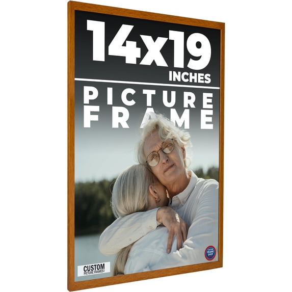 14x19 Honey Brown Real Wood Picture Frame Width 0.75 inches | Interior Frame Depth 0.5 inches |