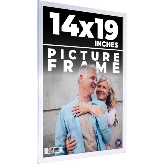14x19 Silver Wood Picture Frame - UV Acrylic, Foam Board Backing, Hanging Hardware