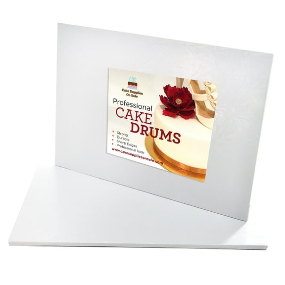 Cake S.O.S 14x19 Inches White Rectangle Cake Drum Board, 1/4 Thick, (25-Pack)