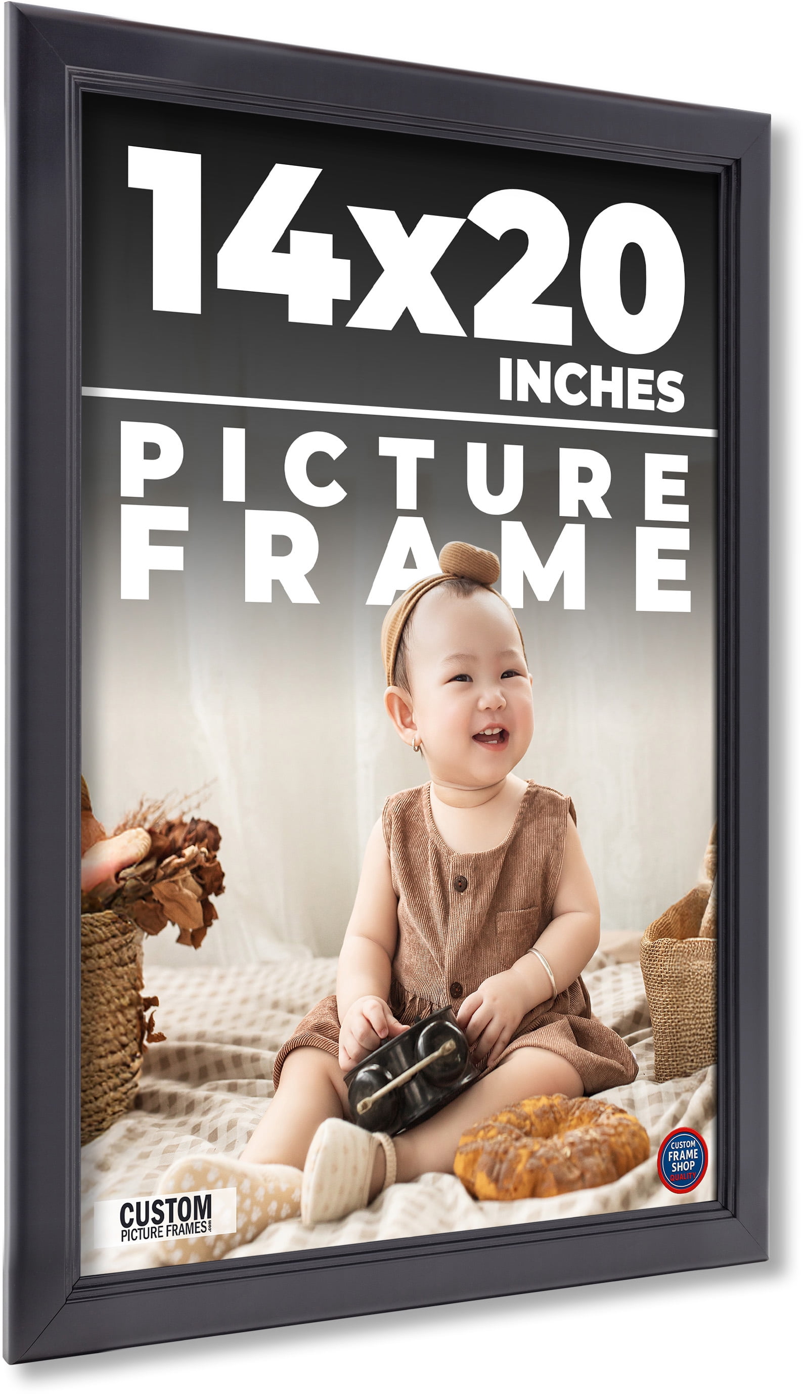 14x20 - 14 x 20 Contemporary Black Solid Wood Frame with UV Framer's ...