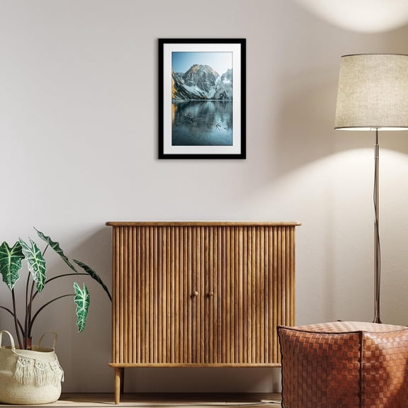 14x20 Black Picture Frame with Polished Plexiglass - 11x17 with Mat - Wide Wall Frame