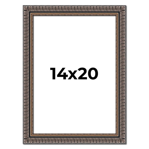 14x20 Frame Black Feather Payton Ornate Solid Wood Picture Frame Width 1.75 Inches | Interior Depth