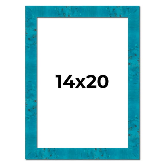 14x20 Frame Blue Teal Burl Wood Picture Frame | 1.75 Inch Moulding Width | Interior Frame Depth 0.5