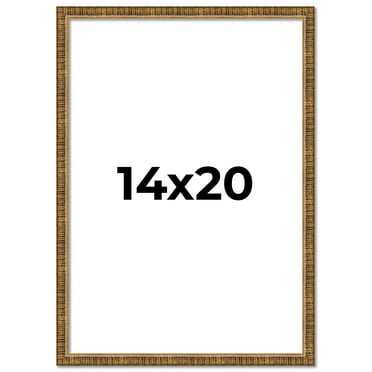 14x20 Frame Gold Kingsley Distressed Solid Wood Picture Frame Width 0.75 Inches | Interior Frame