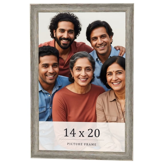 14x20 Frame Grey Solid Wood Picture Frame Width 1 Inches | Interior Frame Depth 0.5 Inches |