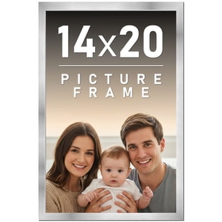 14x20 Frame Silver Stainless Steel Solid Wood Picture Frame | 0.75 Inch Moulding Width | Includes