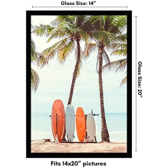 14x20 Picture Frame with Polished Plexiglass - Signature Collection - Gallery-Style Frames Made of Engineered Wood - Photo Frame for Wall Display - Black
