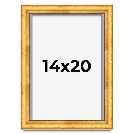 14x20 Shadow Box Frame Gold | 1.75 Inches Deep Real Wood Traditional Shadowbox Display Frame | UV