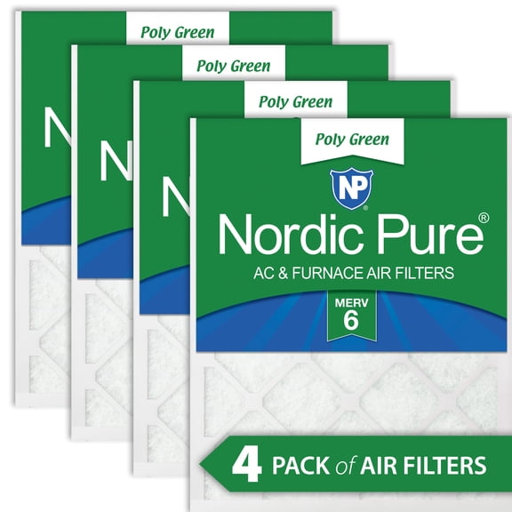14x20x1 MERV 6 Poly Green AC Furnace Air Filter 4 Pack - Captures Dust/Pollen