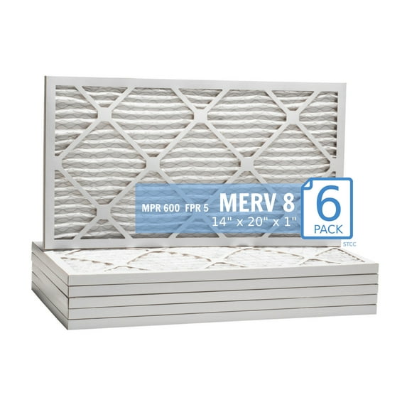 14x20x1, Purolator Hi-E 40 Extended Surface Pleated Air Filter, Mechanical MERV 8, (6 Pack)