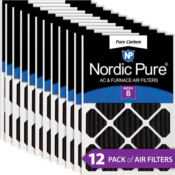 14x20x2 Pure Carbon Pleated Odor Reduction MERV 8 Furnace Filters 12 Pack