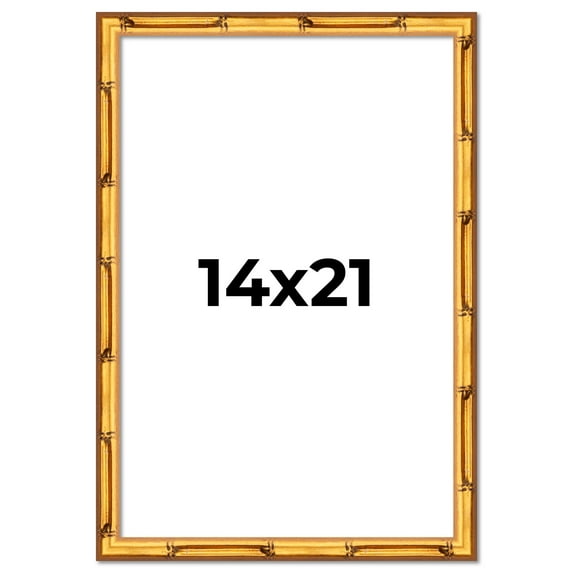 14x21 Frame Gold Bamboo Solid Wood Picture Frame | 1 Inch Moulding Width | Interior Frame Depth