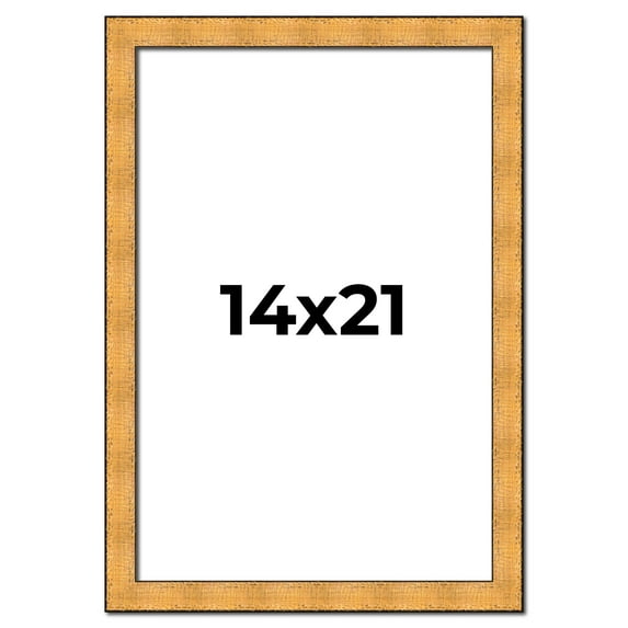 14x21 Frame Gold Rustic Solid Wood Picture Frame | 1.25 Inch Wide Moulding | Rustique Gold