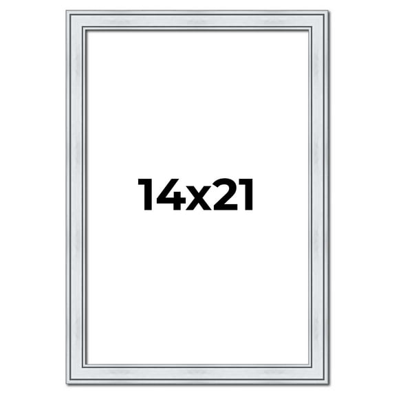 14x21 Frame Sterling Silver Solid Wood Picture Frame | 1.25 Inch Moulding Width | 0.75 Inch
