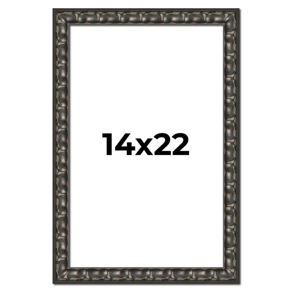 14x22 Frame Black-Brown Medieval Solid Wood Picture Frame | 1.5 Inch Moulding Width | Gotham