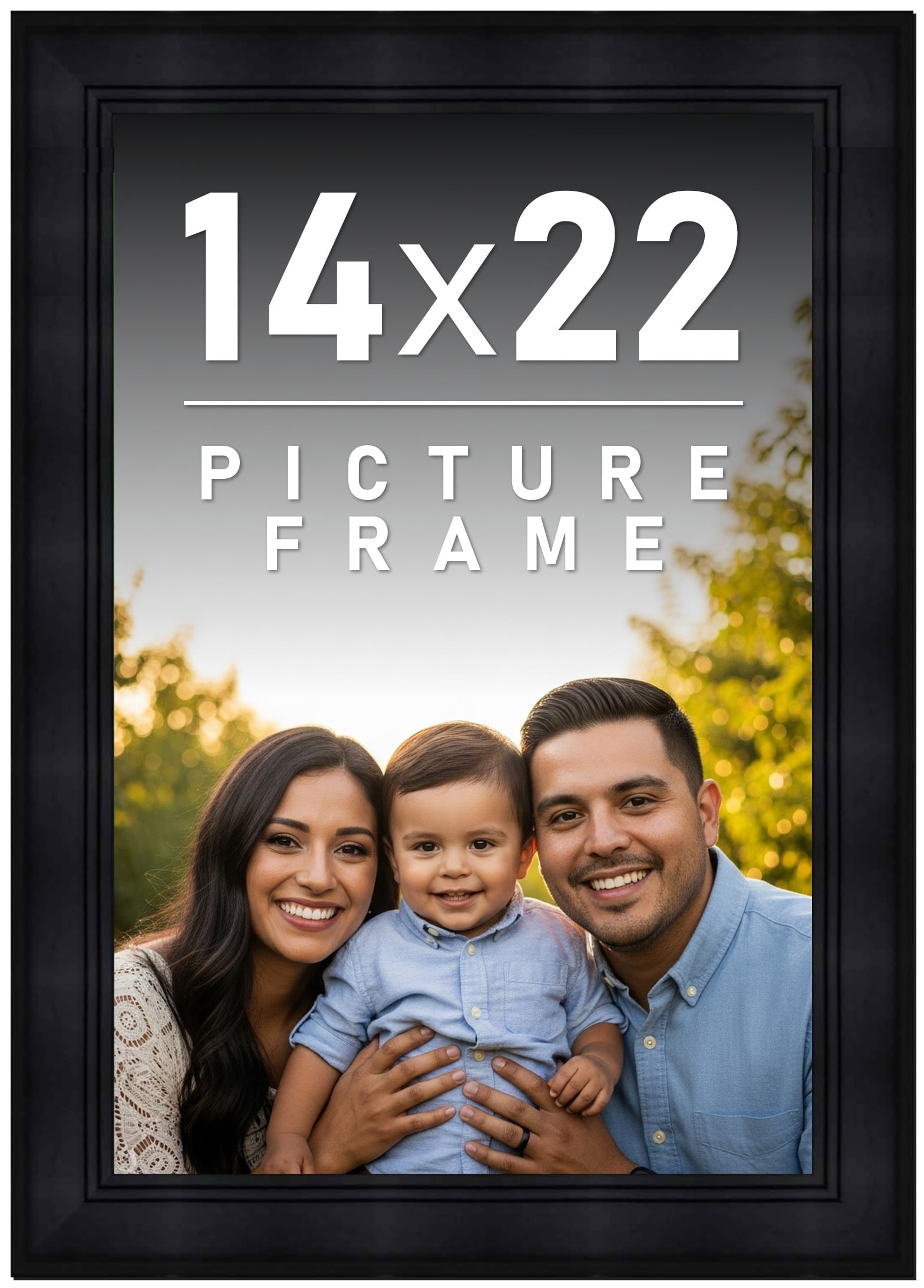 14x22 Frame Black Solid Wood Picture Frame - Complete Modern Photo