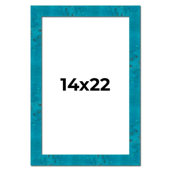 14x22 Frame Blue Teal Burl Wood Picture Frame | 1.75 Inch Moulding Width | Interior Frame Depth 0.5