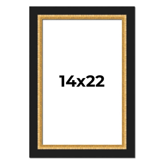 14x22 Frame Gold Real Wood Picture Frame Width 2.25 Inches | Interior Frame Depth 0.5 Inches |