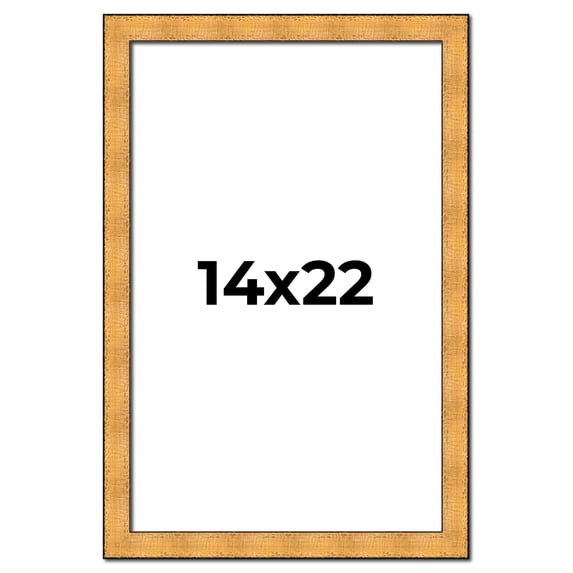 14x22 Frame Gold Rustic Solid Wood Picture Frame | 1.25 Inch Wide Moulding | Rustique Gold