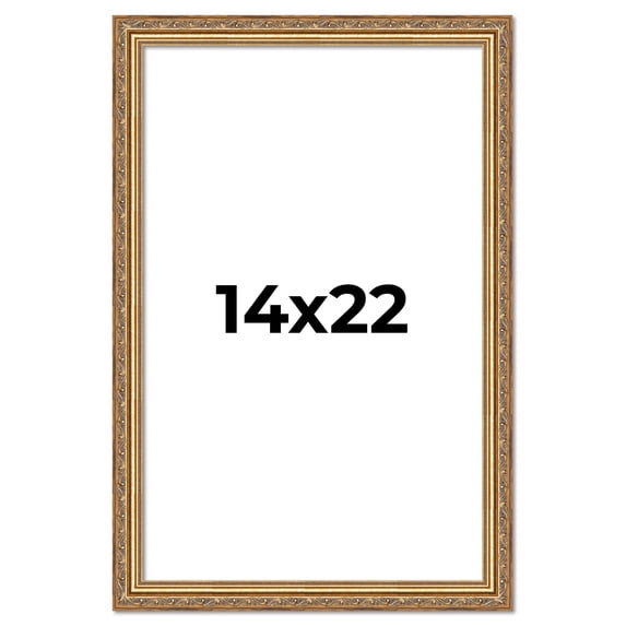 14x22 Frame Gold Solid Wood Picture Frame Width 1.25 Inches | Interior Frame Depth 0.375 Inches |