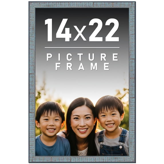 14x22 Frame Rustic Sky Blue Solid Wood Picture Frame | 0.75 Inch Moulding Width |Includes UV