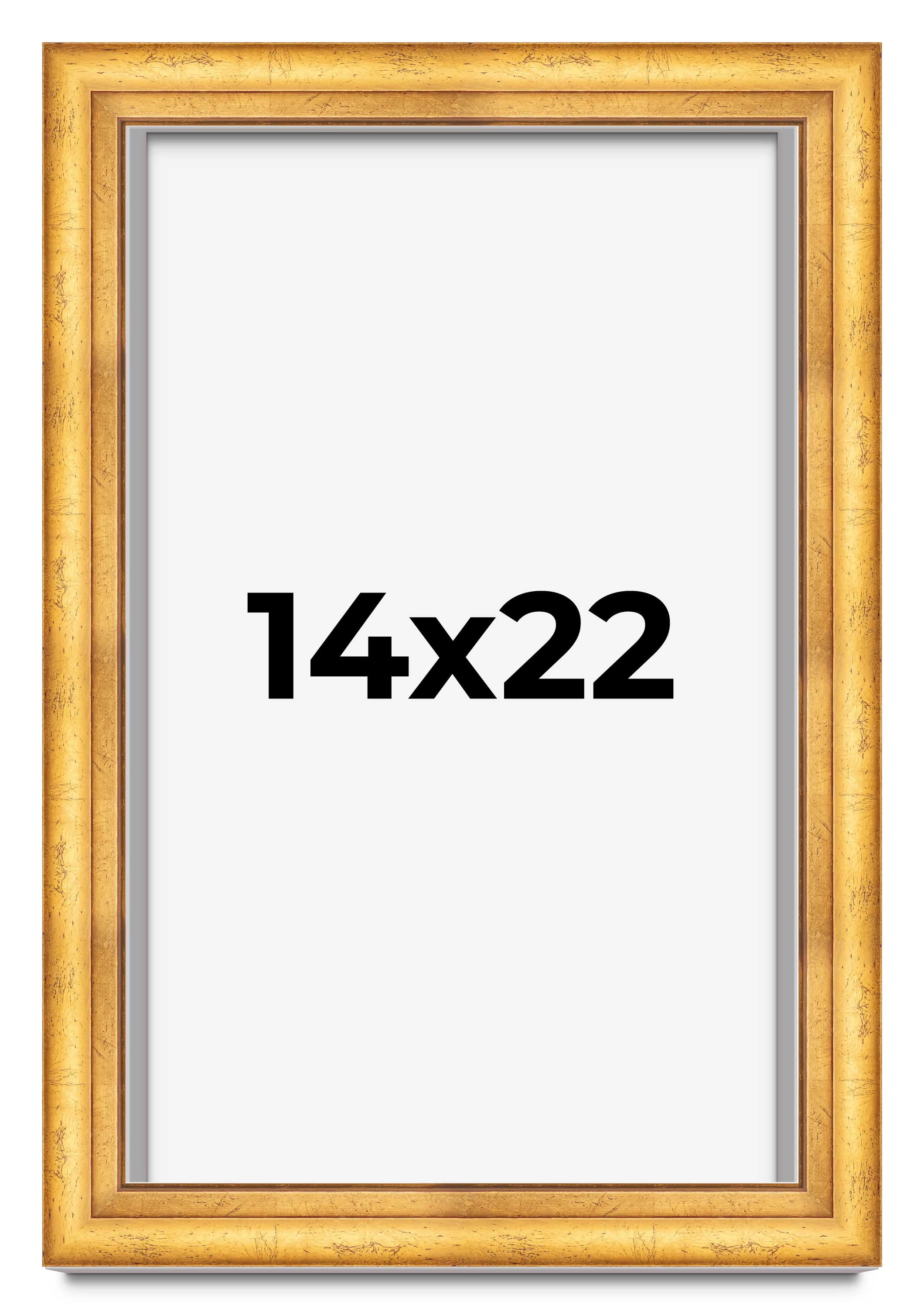 14x22 Shadow Box Frame Gold | 1.75 Inches Deep Real Wood Traditional ...