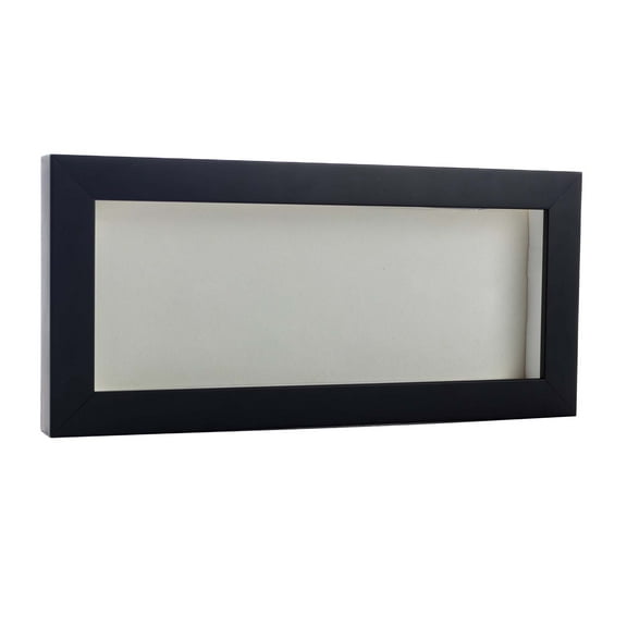 14x22 Shadow Box Frame Black Wood | With a 3/4" Usable Display Depth | Includes a White Real Suede