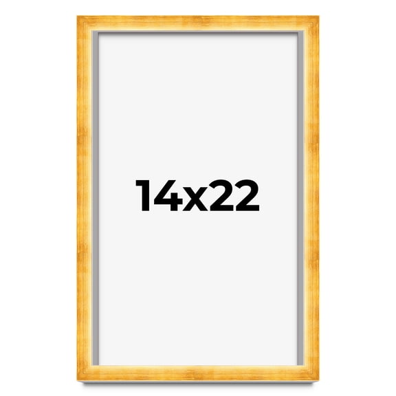 14x22 Shadow Box Frame Gold | 1.625 Inches Deep Real Wood Traditional Shadowbox Display Frame | UV