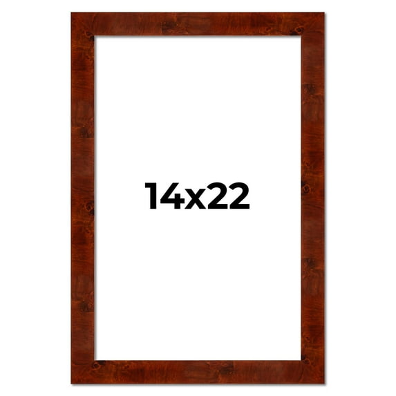 14x22 Walnut Brown Veneer Real Wood Picture Frame Width 1.75 inches | Interior Frame Depth 0.5