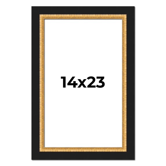 14x23 Frame Gold Real Wood Picture Frame Width 2.25 Inches | Interior Frame Depth 0.5 Inches |