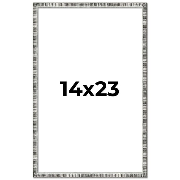 14x23 Frame Silver Grey Distressed Solid Wood Picture Frame | 0.75 Inch Moulding Width | Interior