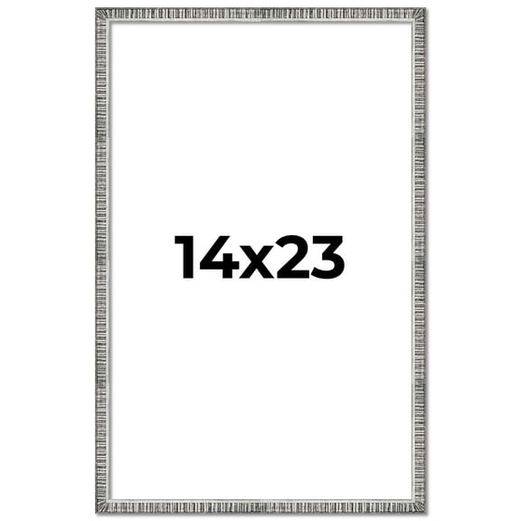 14x23 Frame Silver Grey Distressed Solid Wood Picture Frame | 0.75 Inch Moulding Width | Interior