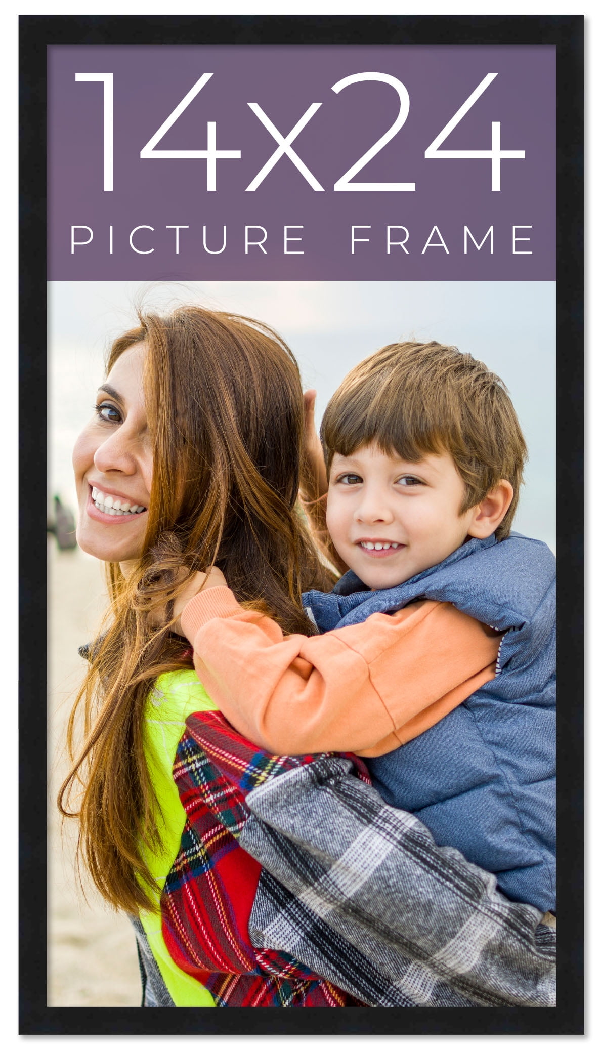 14x24 Frame Black Real Wood Picture Frame Width 0.75 inches Interior Frame Depth 0.5 inches