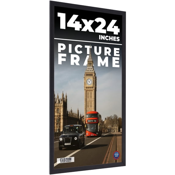 14x24 Frame Black Solid Wood Picture Frame | 0.75 Inch Moulding Width ...