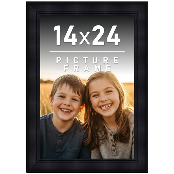 14x24 Frame Black Solid Wood Picture Frame - Complete Modern Photo Frame Includes UV Acrylic