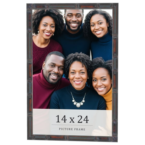 14x24 Frame Brown Bamboo with Dark Coffee/Walnut Finish | Solid Wood Picture Frame Width 0.75