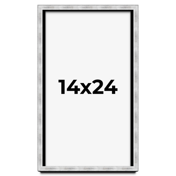 14x24 Frame Brushed Silver Solid Wood Picture Frame | 0.75 Inch Moulding Width | Rabbet Depth 0.75