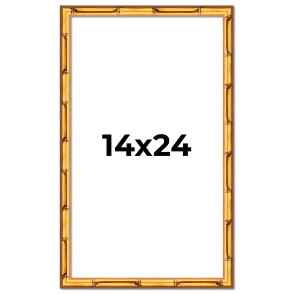 14x24 Frame Gold Bamboo Picture Frame - Complete Modern Photo Frame Includes UV Acrylic Shatter