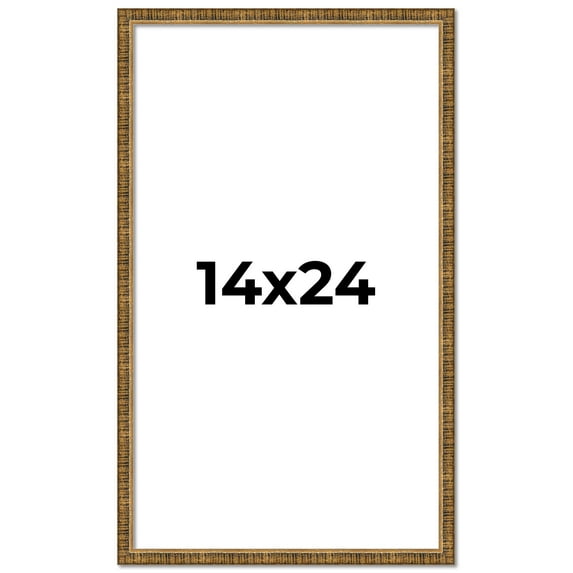 14x24 Frame Gold Solid Wood Picture Frame - Complete Modern Photo Frame Includes UV Acrylic